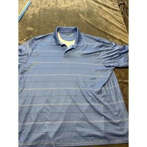 Roundtree & Yorke Polo Shirt Men's XL Short Sleeve Blue Striped Performance Golf